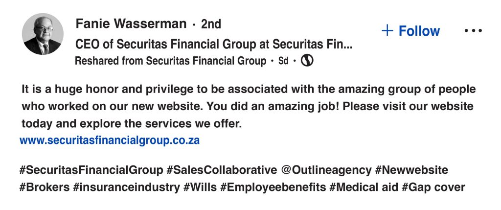 Outline client Testimonials